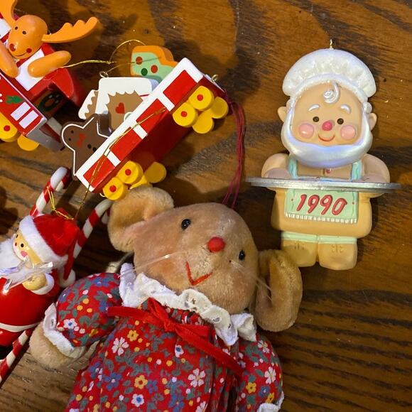 Ornament Bundle Lot Candy Cane Avon Mouse Gingerbread 1990 Elves Santa SeeSaw - Picture 2 of 10